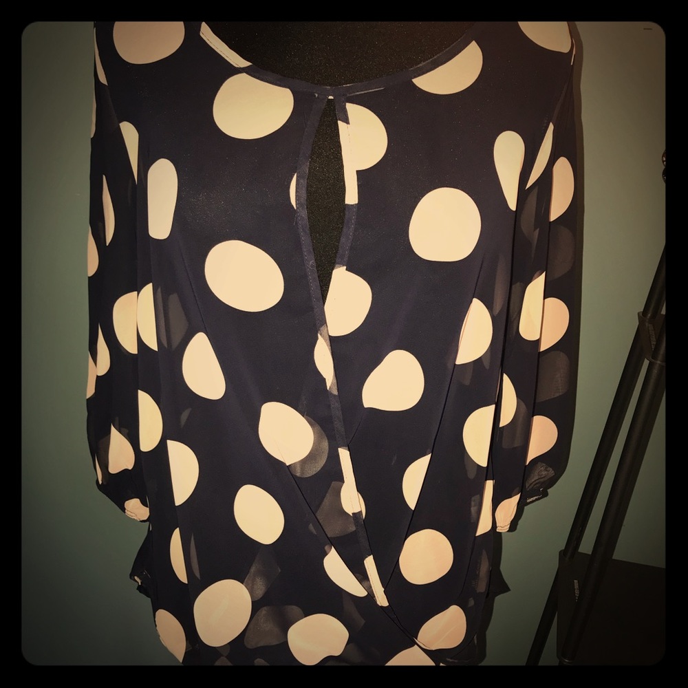 Host pick!!!! Blue and tan polka dot blouse